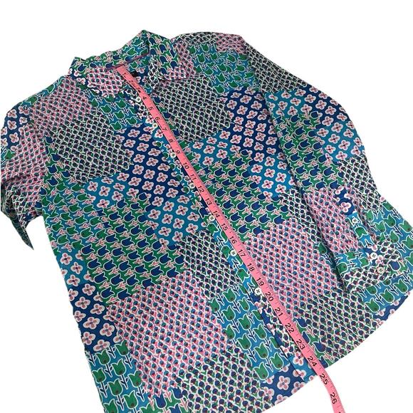 Talbots 100% Cotton Tulip Patchwork Button Front Shirt Long Sleeves Preppy Sz MP - Picture 4 of 8
